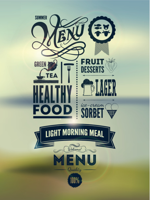 A menu with lots of fonts