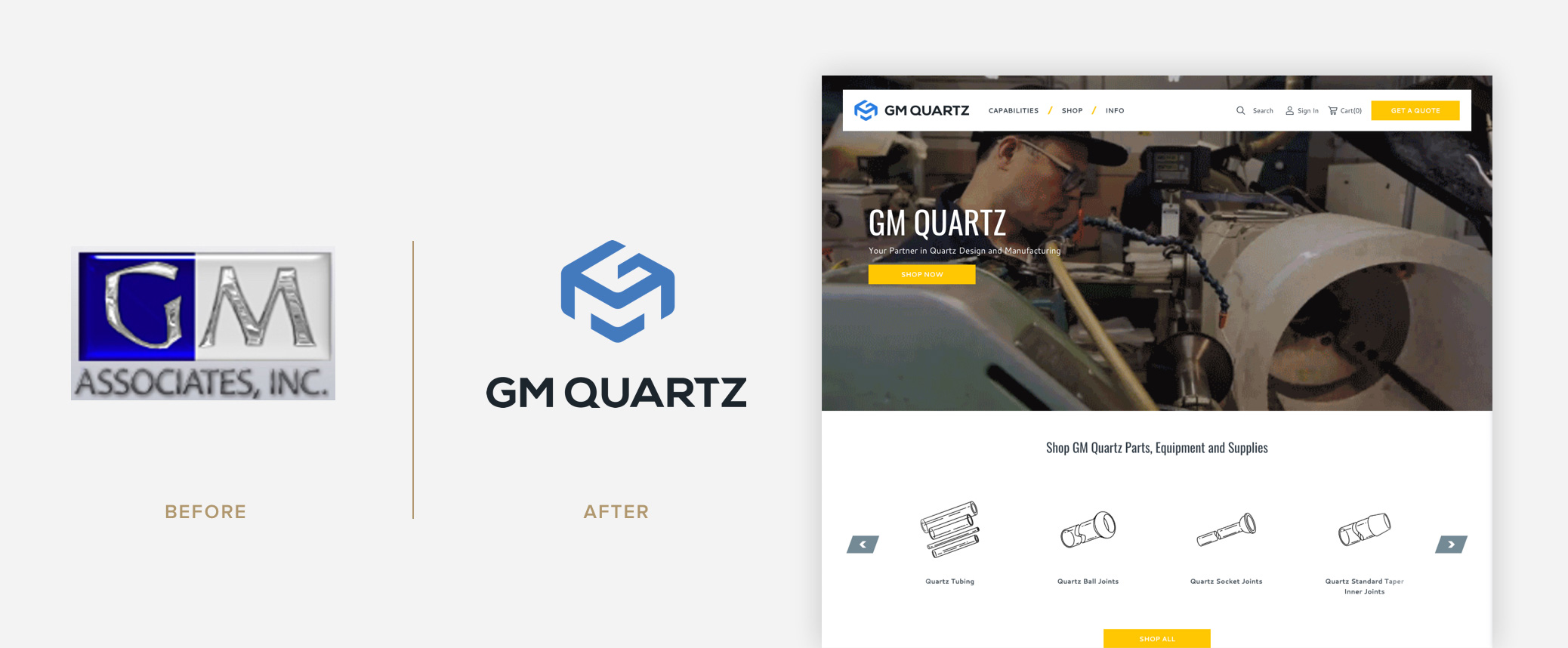 GM Quartz - Logo Before & After