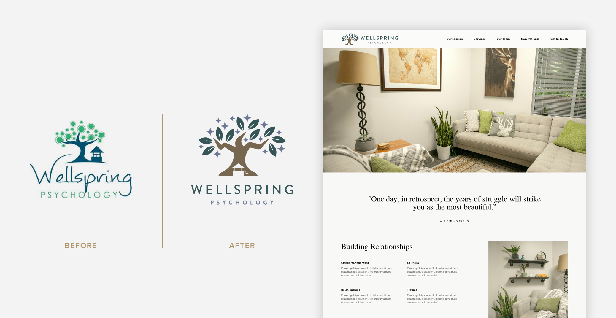 Wellspring Psychology - Logo Before & After