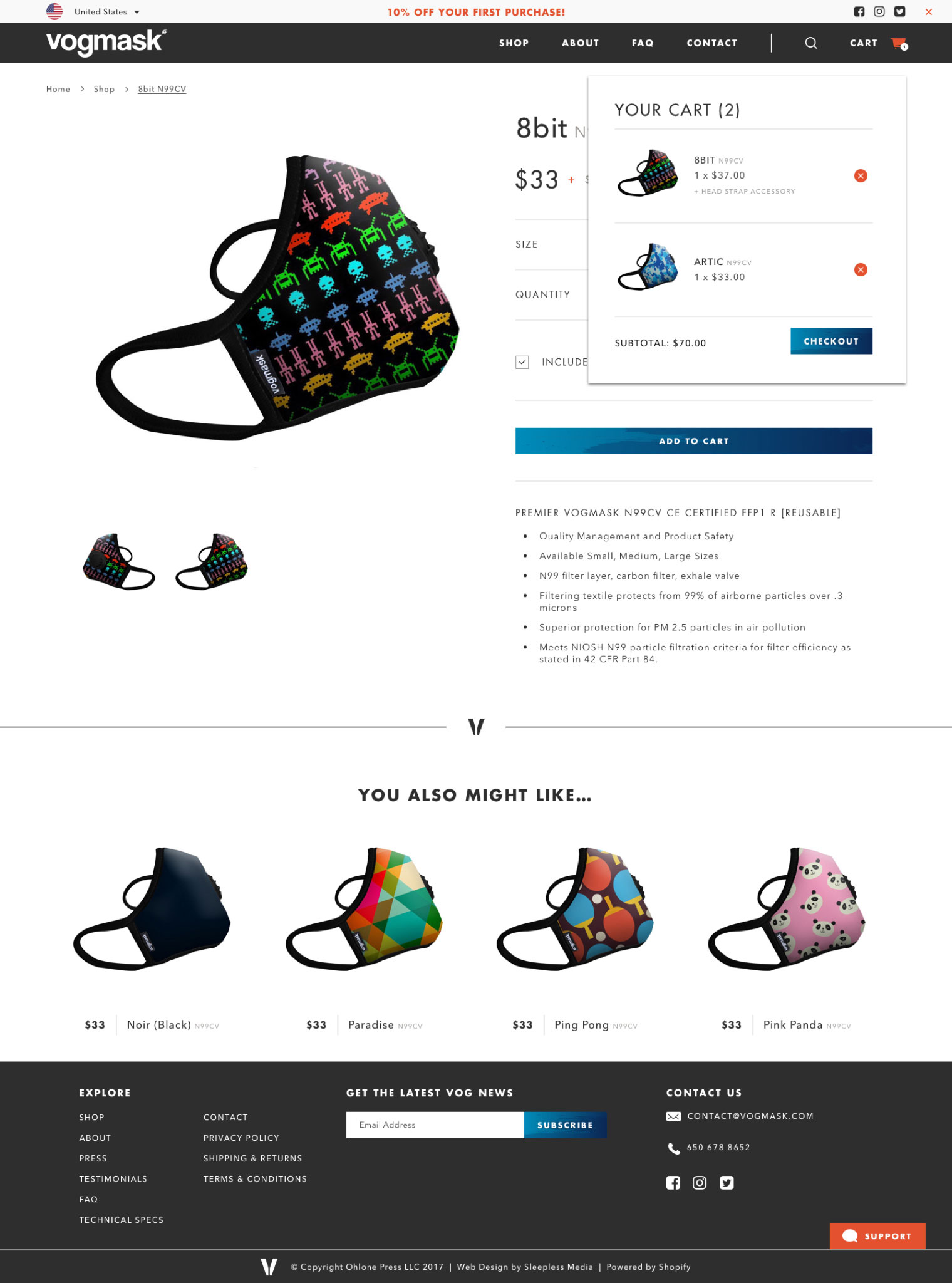 Vogmask Product Page