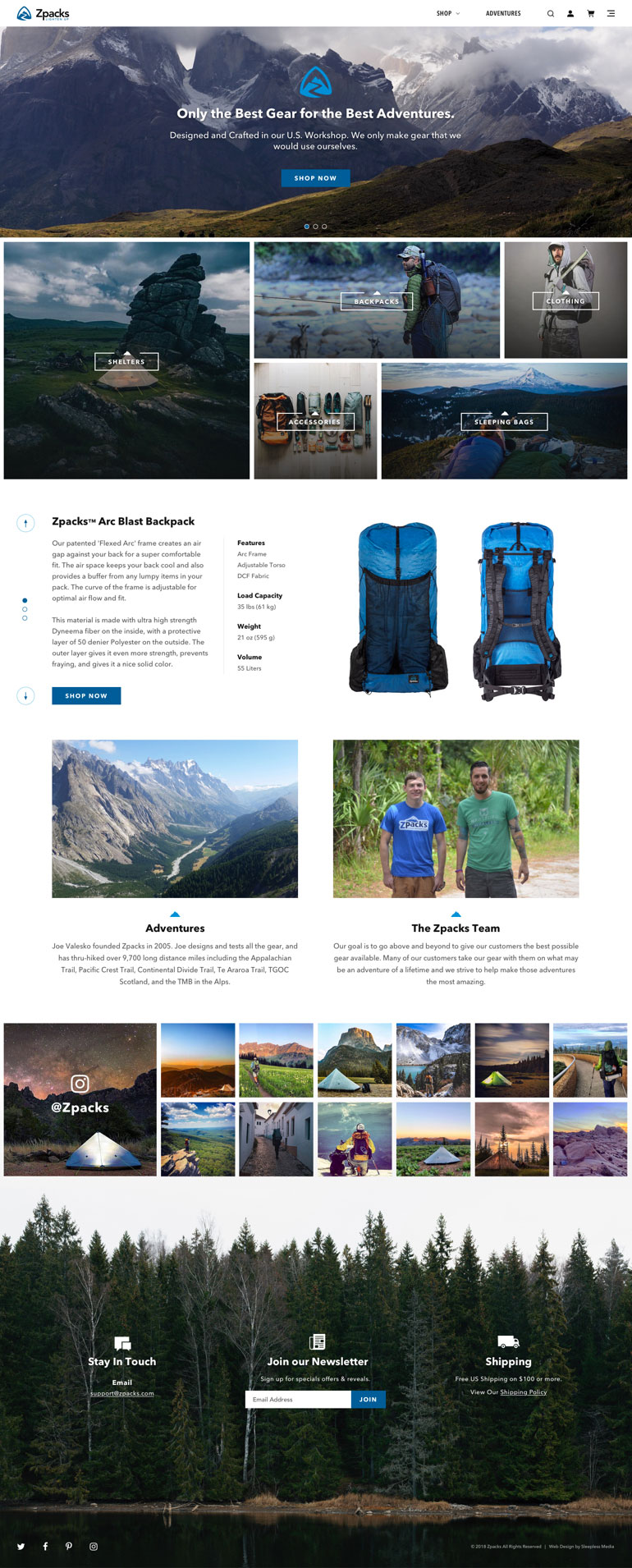 Zpacks Homepage