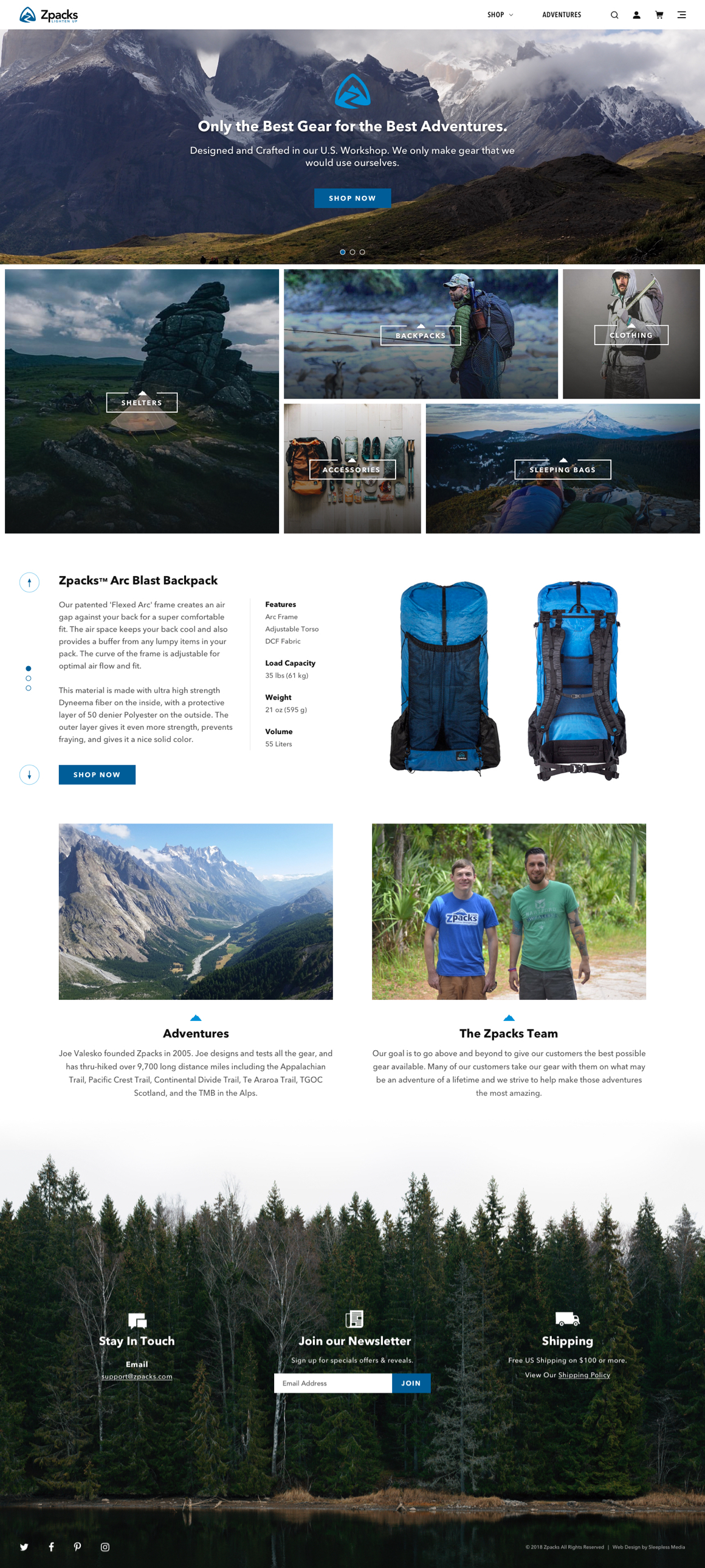 Zpacks Homepage