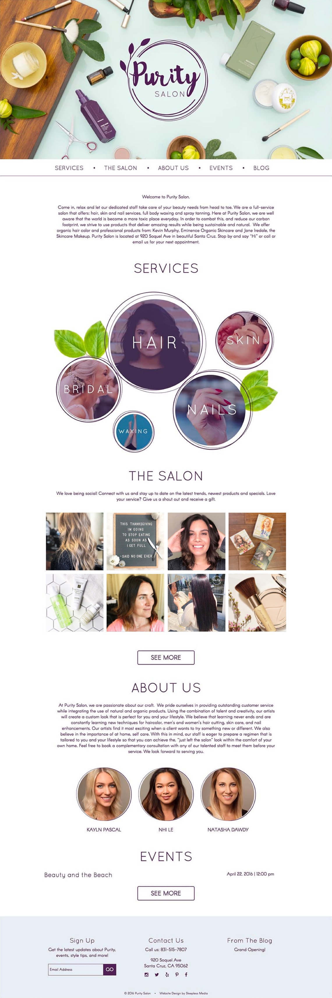 Purity Salon - Website