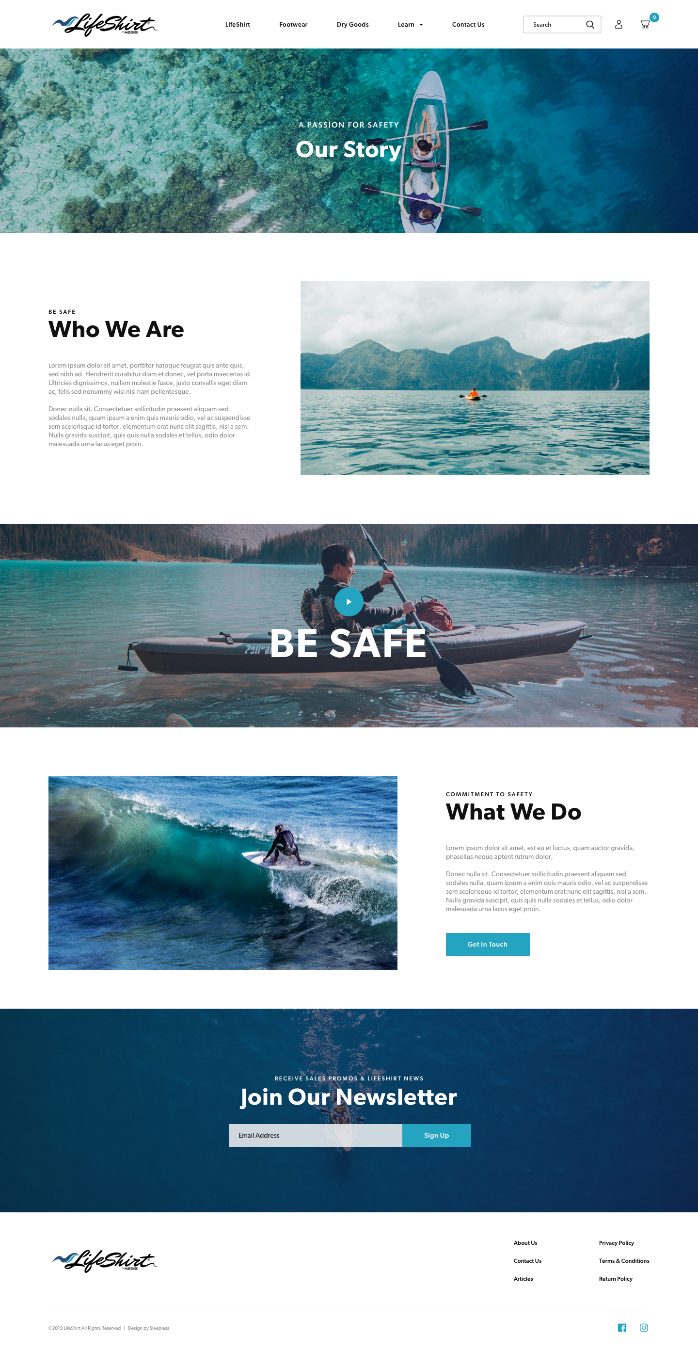 Lifeshirt - Example of Outdoor Industry Web Design