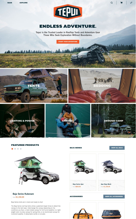 Tepui Website Design on Shopify Plus