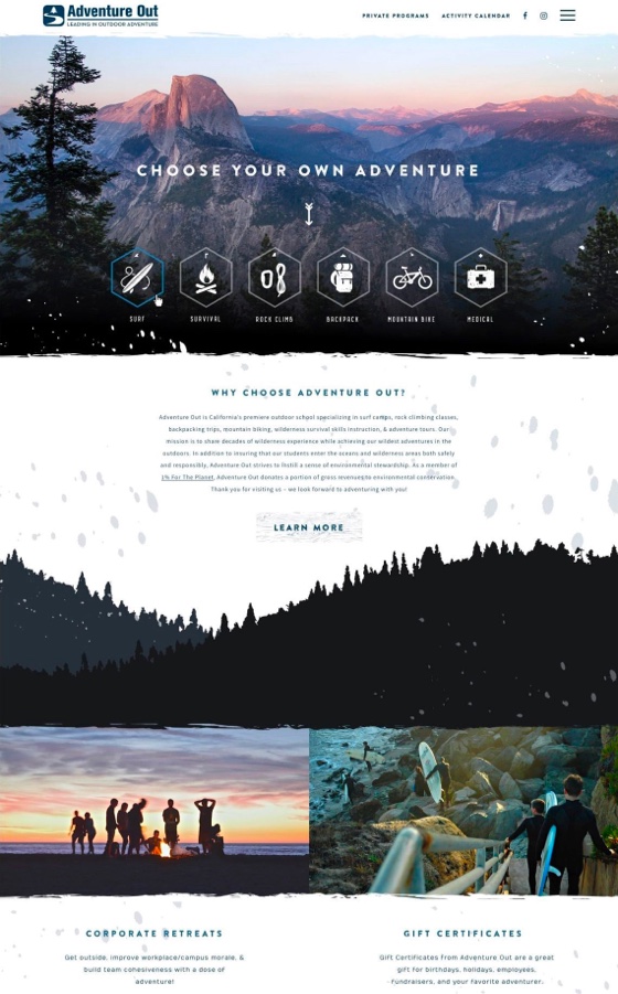 Adventure Out WordPress + Shopify Design