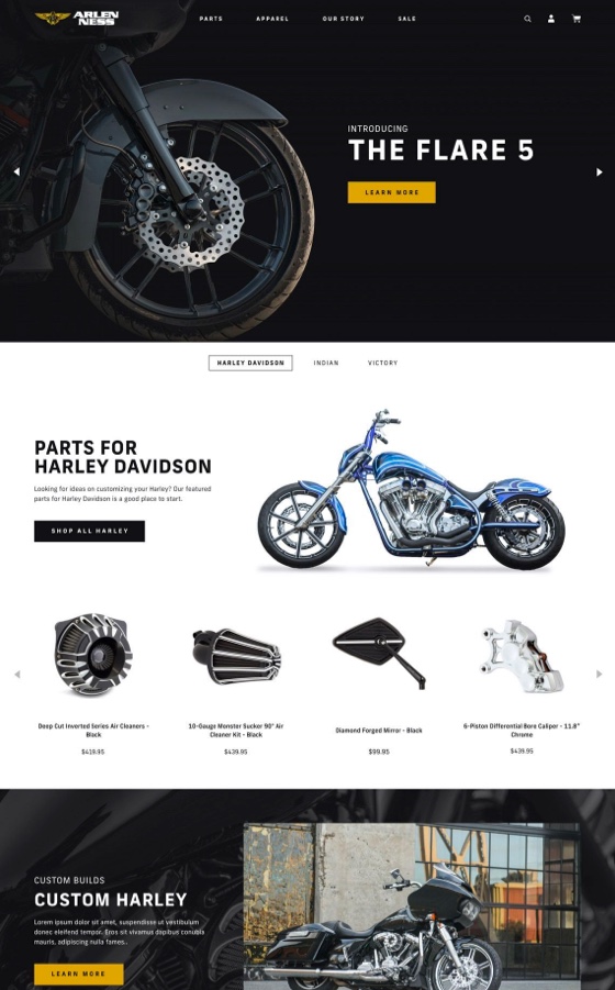 Arlen Ness Motorcycles Shopify Plus Design