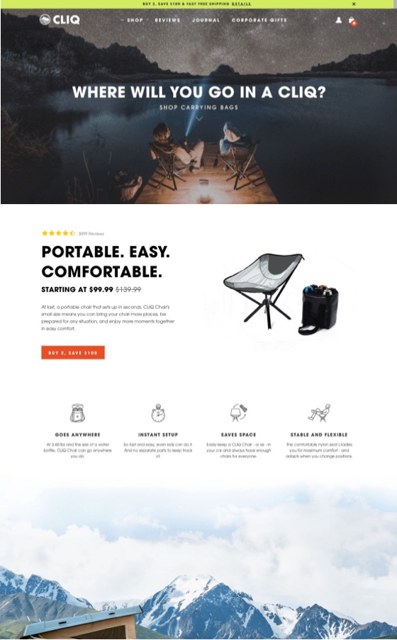 Cliq Camping Chair Website