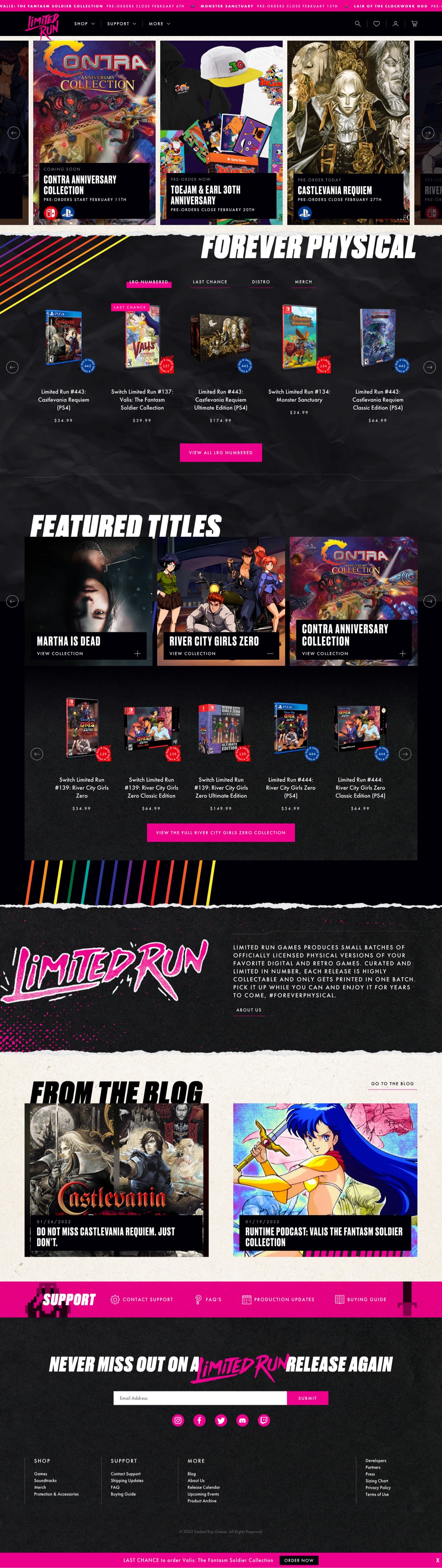 Limited Run Games - Homepage